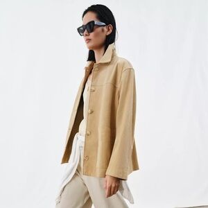 NWT Zara ZW Collection Women’s Suede Leather Jacket Large Butter 2969/061/725